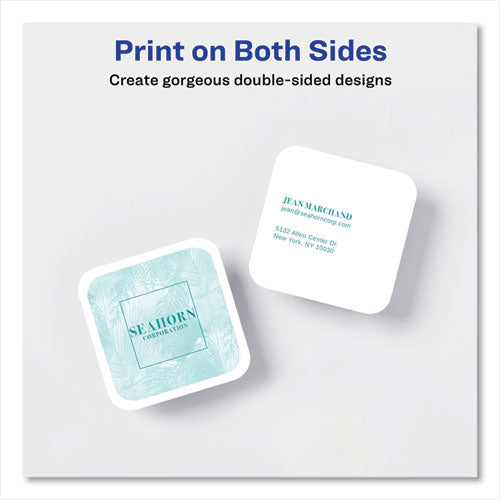 Square -Clean Edge Cards With Sure Feed Technology, Laser, 2.5 X 2.5, White, 180 Cards, 9 Cards/sheet, 20 Sheets/pack