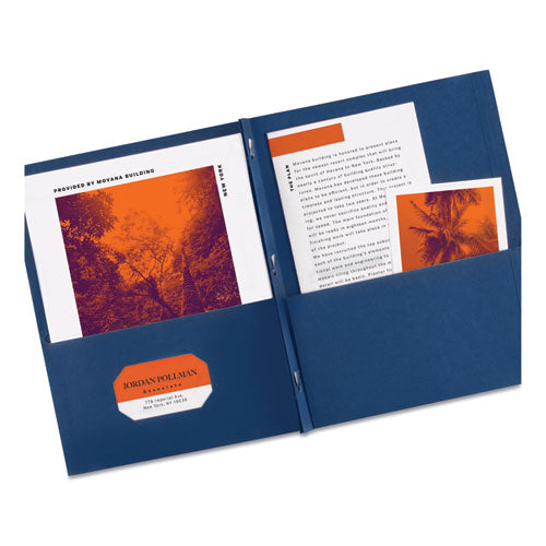 Two-pocket Folder, Prong Fastener, 0.5" Capacity, 11 X 8.5, Dark Blue, 25/box.