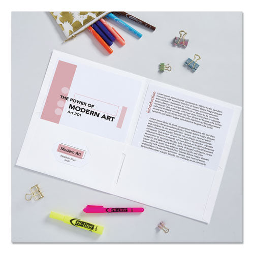 Two-pocket Folder, 40-sheet Capacity, 11 X 8.5, White, 25/box.