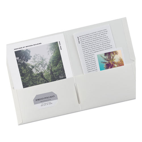 Two-pocket Folder, 40-sheet Capacity, 11 X 8.5, White, 25/box.