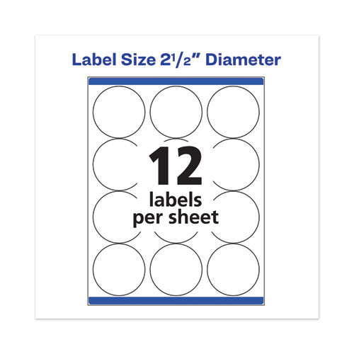 Permanent Laser Print-to-the-edge Id Labels W/surefeed, 2 1/2"dia, White, 300/pk.