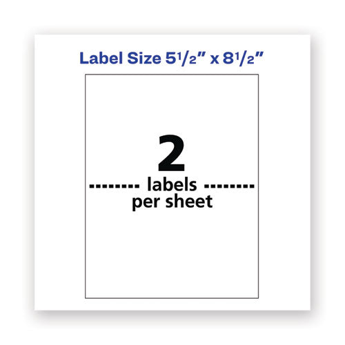 Waterproof Shipping Labels With Trueblock Technology, Laser Printers, 5.5 X 8.5, White, 2/sheet, 50 She.ets/pack