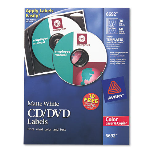 Laser Cd Labels, Matte White, 40/pack.