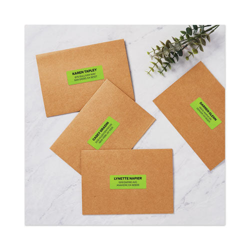 High-visibility Permanent Laser Id Labels, 1 X 2.63, Neon Green, 750/pack.