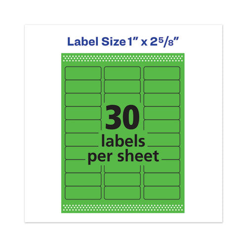 High-visibility Permanent Laser Id Labels, 1 X 2.63, Neon Green, 750/pack.