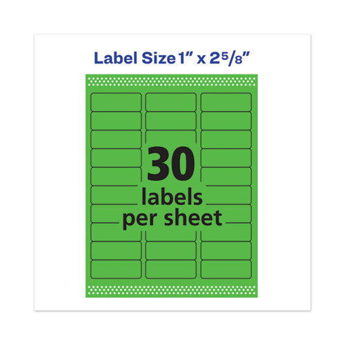 High-visibility Permanent Laser Id Labels, 1 X 2.63, Neon Green, 750/pack