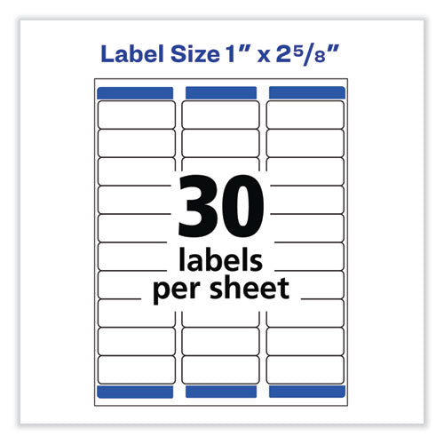 Removable Multi-use Labels, Inkjet/laser Printers, 1 X 2.63, White, 30/sheet, 25 Sheets/pack.