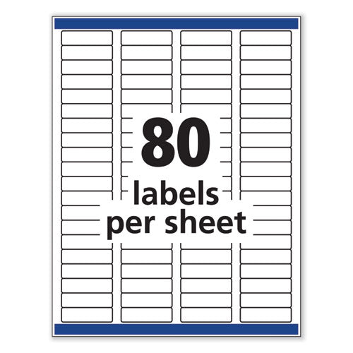 Removable Multi-use Labels, Inkjet/laser Printers, 0.5 X 1.75, White, 80/sheet, 25 Sheets/pack.