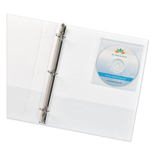Self-adhesive Media Pockets, 1 Disc Capacity, Clear, 10/pack