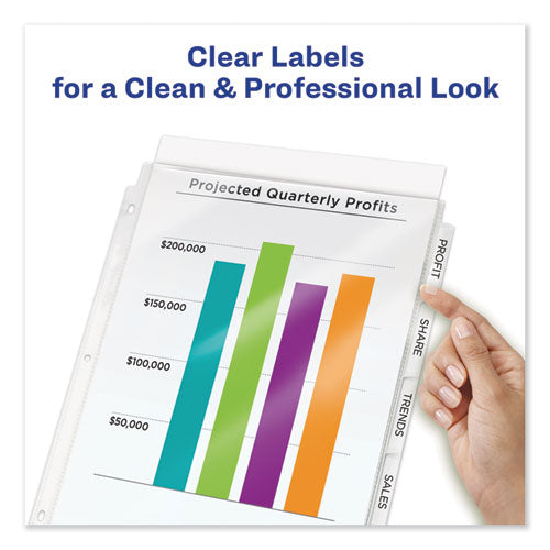 Print And Apply Index Maker Clear Label Sheet Protector Dividers With White Tabs, 8-tab, 11 X 8.5, Clear,1 Set