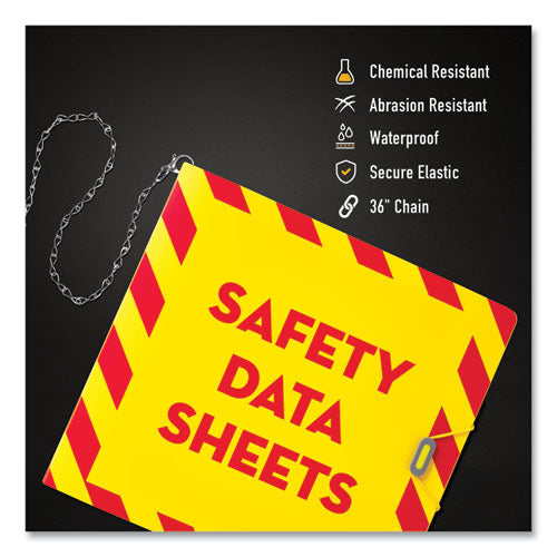 Ultraduty Safety Data Sheet Binders With Chain, 3 Rings, 3" Capacity, 11 X 8.5, Yellow/red