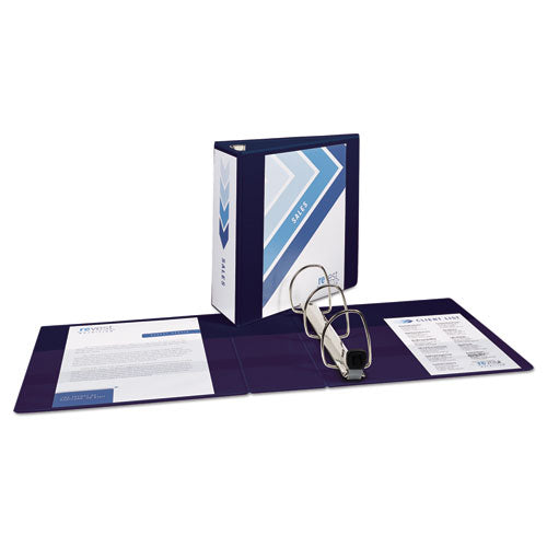Heavy-duty View Binder With Durahinge And Locking One Touch Ezd Rings,3 Rings, 4" Capacity, 11 X 8.5, Navy Blue