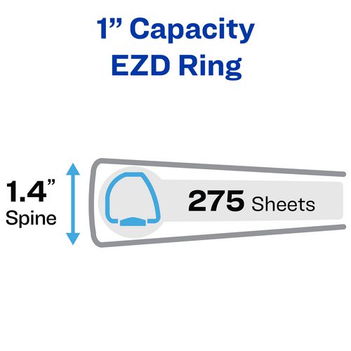 Heavy-duty View Binder With Durahinge And One Touch Ezd Rings, 3 Rings, 1" Capacity, 11 X 8.5, Navy Blue, 12/carton