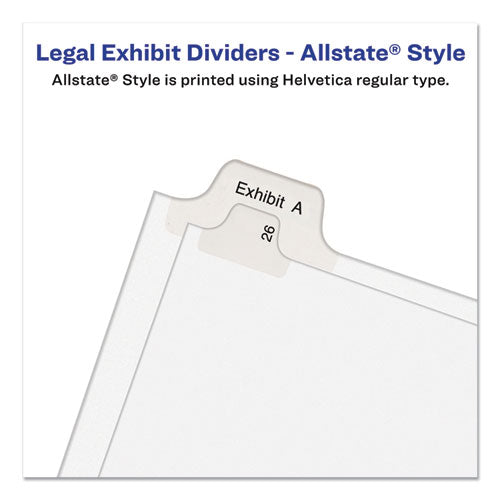 Preprinted Legal Exhibit Side Tab Index Dividers, Allstate Style, 26-tab, D, 11 X 8.5, White, 25/pack