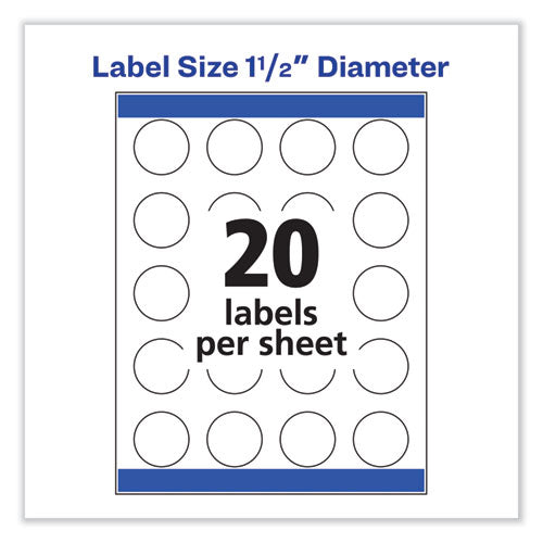 Vibrant Inkjet Color-print Labels W/ Sure Feed, 1.5" Dia, White, 400/pk.