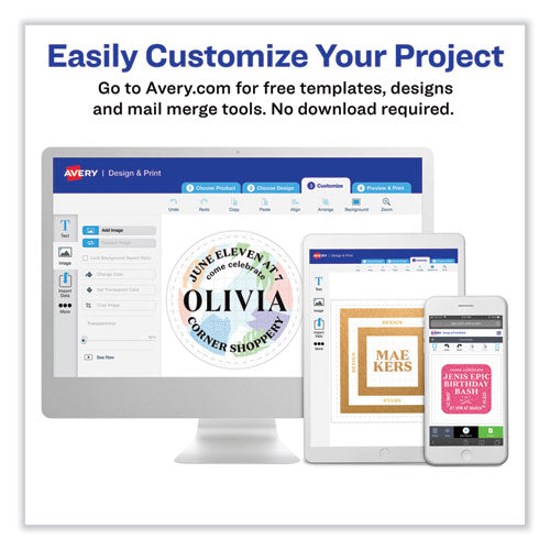 Vibrant Inkjet Color-print Labels W/ Sure Feed, 1.5" Dia, White, 400/pk.