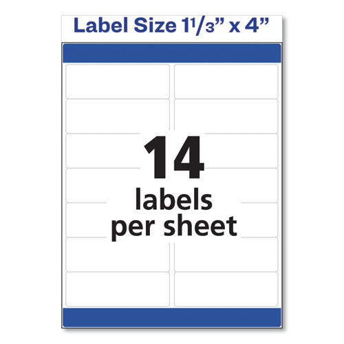 Easy Peel White Address Labels W/ Sure Feed Technology, Inkjet Printers,1.33 X 4, White, 14/sheet, 100 Sheets/box