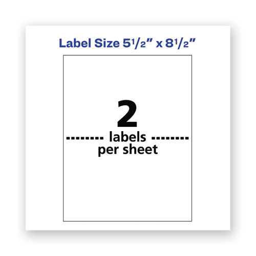 Waterproof Shipping Labels With Trueblock Technology, Laser Printers, 5.5 X 8.5, White, 2/sheet,500 Sheets/box