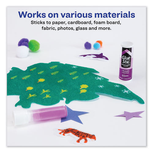 Permanent Glue Stic Value Pack, 0.26 Oz, Applies Purple, Dries Clear, 6/pack.