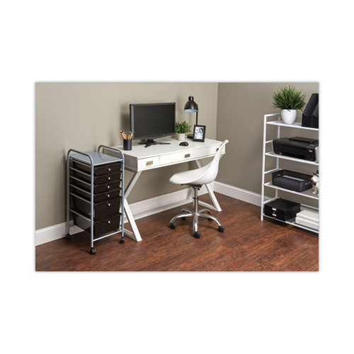 Portable Drawer Organizer, Metal, 1 Shelf, 6 Drawers, 13" X 15.38" X 32.13", Matte Gray/smoke.