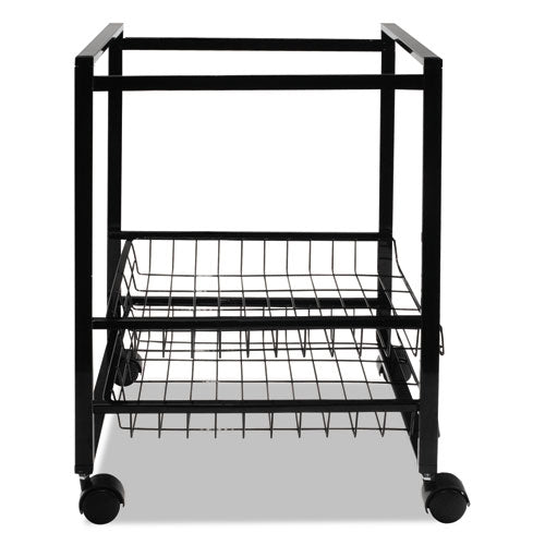 Mobile File Cart With Sliding Baskets, Metal, 2 Drawers, 1 Bin, 12.88" X 15" X 21.13", Black.