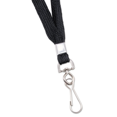 Deluxe Lanyards, Metal J-hook Fastener, 36" Long, Black, 24/box.