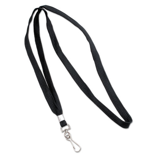 Deluxe Lanyards, Metal J-hook Fastener, 36" Long, Black, 24/box.