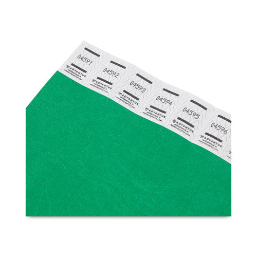 Crowd Management Wristbands, Sequentially Numbered, 10" X 0.75", Green, 100/pack.