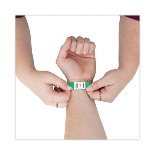 Crowd Management Wristbands, Sequentially Numbered, 10" X 0.75", Green, 100/pack.