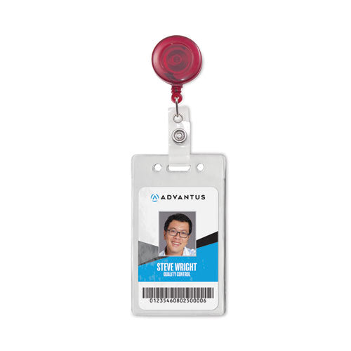 Translucent Retractable Id Card Reel, 30" Extension, Red, 12/pack.