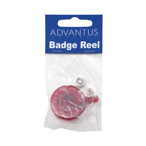 Translucent Retractable Id Card Reel, 30" Extension, Red, 12/pack.
