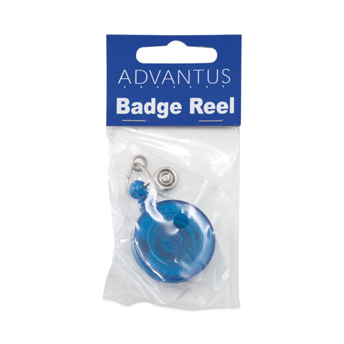 Translucent Retractable Id Card Reel, 30" Extension, Blue, 12/pack.