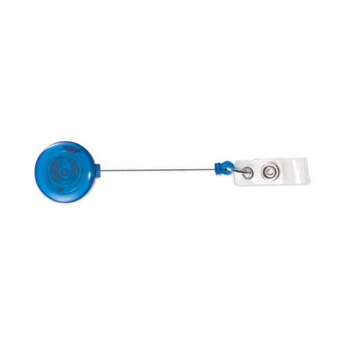 Translucent Retractable Id Card Reel, 30" Extension, Blue, 12/pack.