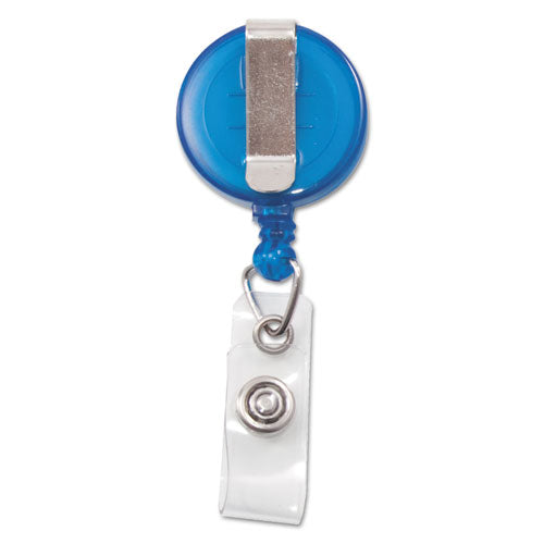 Translucent Retractable Id Card Reel, 30" Extension, Blue, 12/pack.