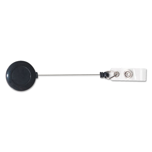 Swivel-back Retractable Id Card Reel, 30" Extension, Black, 12/pack.