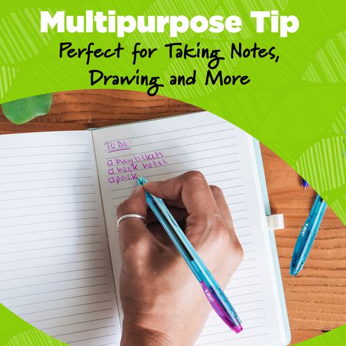 Ecolutions Gel Pen, Retractable, Medium 1 Mm, Assorted Ink, Blue Barrel, Dozen.