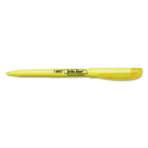 Brite Liner Highlighter, Fluorescent Yellow Ink, Chisel Tip, Yellow/black Barrel, Dozen.