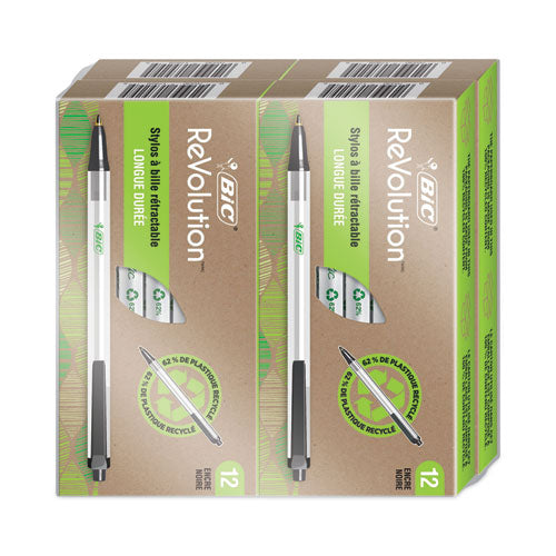 Revolution Ballpoint Pen, Retractable, Medium 1 Mm, Black Ink/semi-clear Barrel, 48/pack