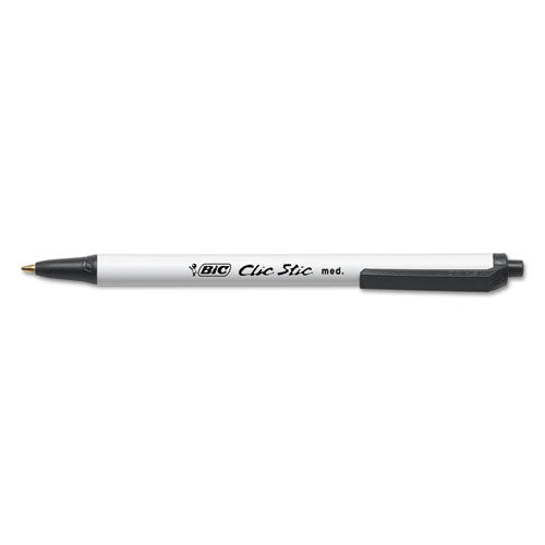 Clic Stic Ballpoint Pen Value Pack, Retractable, Medium 1 Mm, Black Ink, White Barrel, 24/pack.