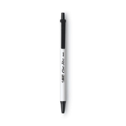 Clic Stic Ballpoint Pen Value Pack, Retractable, Medium 1 Mm, Black Ink, White Barrel, 24/pack.