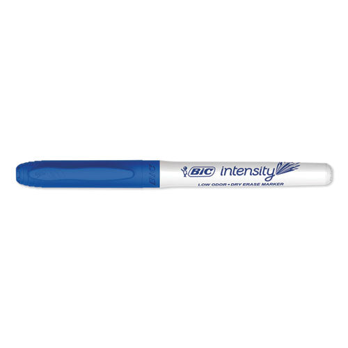 Intensity Low Odor Fine Point Dry Erase Marker, Fine Bullet Tip, Blue, Dozen.