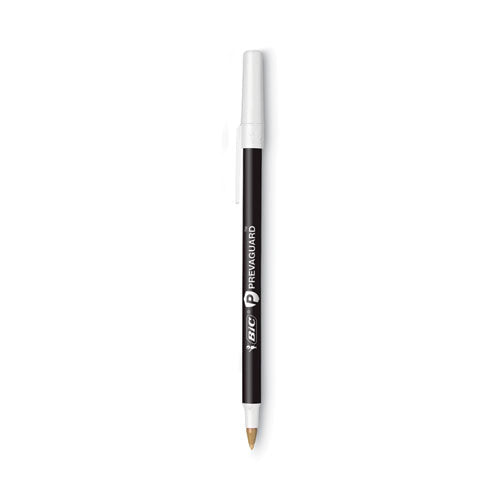 Prevaguard Round Stic Pen, Stick, Medium 1 Mm, Black Ink, Black Barrel, 8/pack.