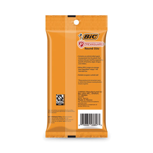 Prevaguard Round Stic Pen, Stick, Medium 1 Mm, Black Ink, Black Barrel, 8/pack.