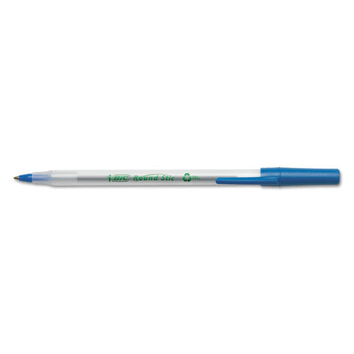 Ecolutions Round Stic Ballpoint Pen Value Pack, Stick, Medium 1 Mm, Blue Ink, Clear Barrel, 50/pack.