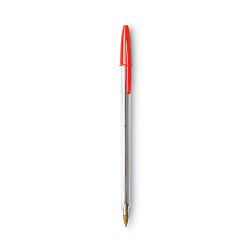 Cristal Xtra Smooth Ballpoint Pen, Stick, Medium 1 Mm, Red Ink, Clear Barrel, Dozen.