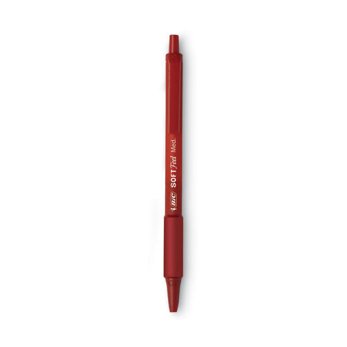 Soft Feel Ballpoint Pen, Retractable, Medium 1 Mm, Red Ink, Red Barrel, Dozen.