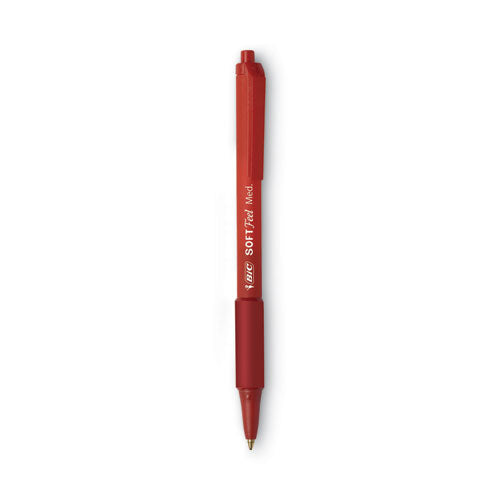 Soft Feel Ballpoint Pen, Retractable, Medium 1 Mm, Red Ink, Red Barrel, Dozen.