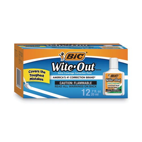 Wite-out Extra Coverage Correction Fluid, 20 Ml Bottle, White, Dozen.