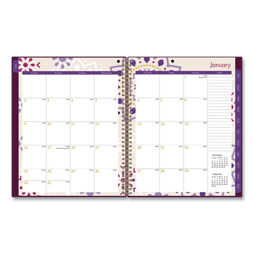 Gili Weekly/monthly Planner, Gili Jewel Tone Artwork, 11 X 8.5, Plum Cover, 12-month (jan To Dec): 2024