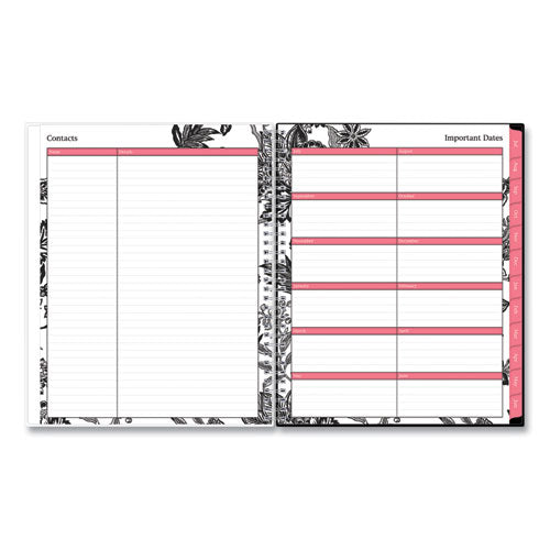 Analeis Create-your-own Cover Weekly/monthly Planner, Floral, 11 X 8.5, White/black/coral, 12-month (july To June): 2023-2024